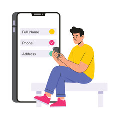 Editing user account or profile data illustration