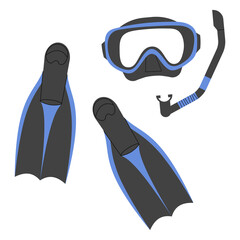 Diving equipment set, PNG illustration.