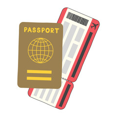 Passport and boarding pass, PNG illustration.