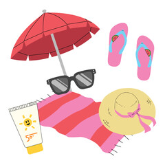 Summer elements set 3, PNG illustration.