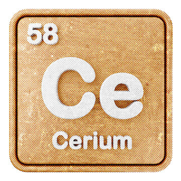 3d periodic table cerium halftone style