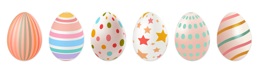 Decorated Easter eggs with colorful patterns collection