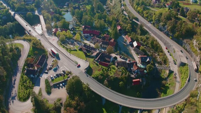 A drone clip of the bypass around the charming village of Rastoke, called Little Plitvice and famous for its many mills.