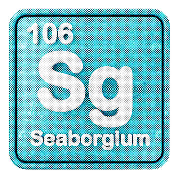 3d periodic table seaborgium halftone style
