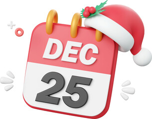 Christmas calendar, Christmas theme elements 3d illustration