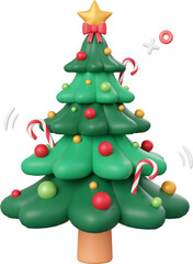 Christmas tree, Christmas theme elements 3d illustration