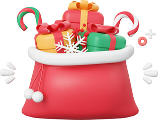 Christmas gifts bag, Christmas theme elements 3d illustration