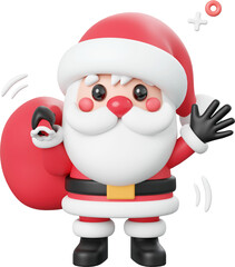 Cute Santa Claus, Christmas theme elements 3d illustration