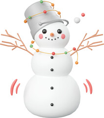 Cute Christmas snowman, Christmas theme elements 3d illustration