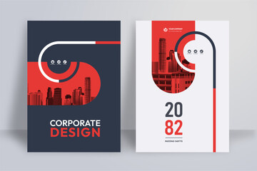 Business Report Cover Template – Red Geometric Layout (A4)
