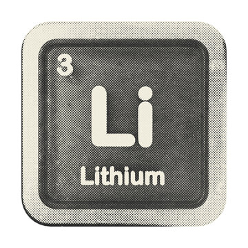 3d periodic table lithium halftone style