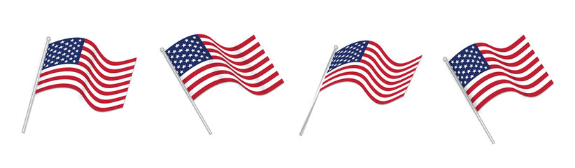 Fototapeta premium Multiple American flags waving patriotism independence concept