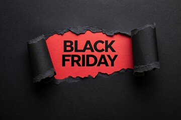 Torn black paper revealing red and black text BLACK FRIDAY