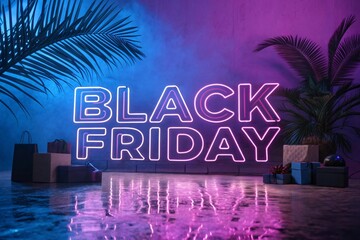 Beautiful lavender purple background podium style with copy space and tropical vibes and Black Friday