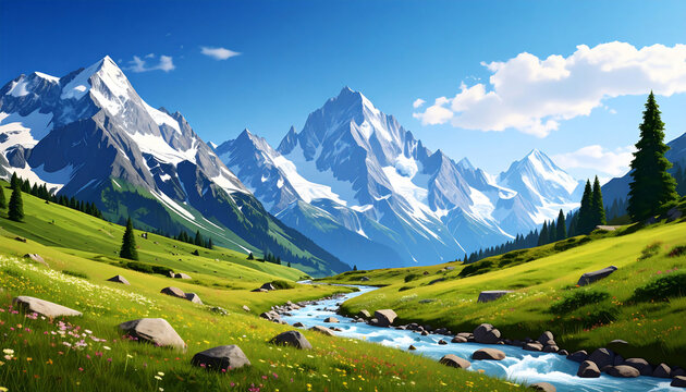 Mountain Landscape with River