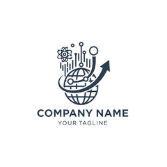 Global Technology and Science Innovation Logo Design Concept.