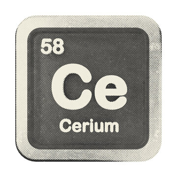 3d periodic table cerium halftone style