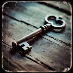 old key on old paper background