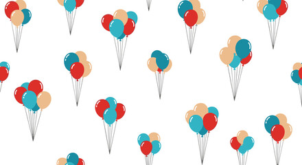 A collection of colorful balloons floating up into a white background representing a party.