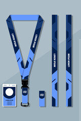 Professional Lanyard and ID Card Holder in blue color Template Set EPS 10 