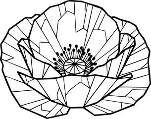 Elegant poppy flower illustration ready for coloring books or botanical designs, a simple yet striking floral art element with a vector origin © Artesian Edge