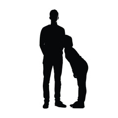 Fototapeta premium Illustration of a black backpack with shoulder straps and a drawstring closure on white background silhouette