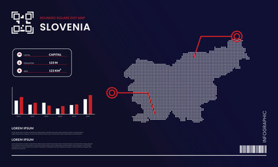 Slovenia infographic template with abstract rounded square map