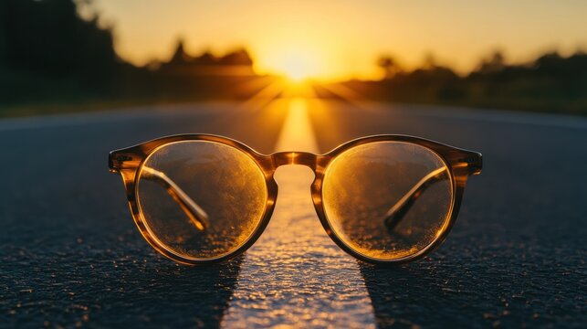 Road Trip Glasses Sunset Horizon - Powered by Adobe