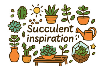 Fototapeta premium Succulent Doodle Design. Succulent inspiration. Hand-drawn doodle illustration of Succulent inspiration.