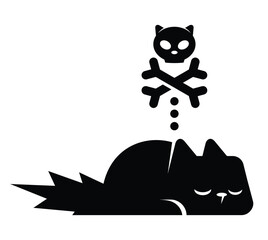Black Cat with Skull and Crossbones Icon