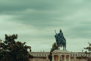 Fototapeta premium Equestrian statue near Heroes Square Budapest