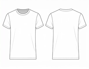 Naklejka premium Blank White T-Shirt Template Front and Back View for Design Mockup.