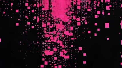 Abstract pink squares floating on black background   - Powered by Adobe