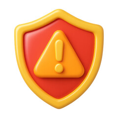 PNG 3D shield warning icon illustration.
