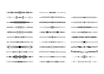 Set Black Simple Line Collection Doodle Border Elements Vector Design Style Sketch Isolated Illustration For Banner