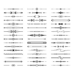 Set Black Simple Line Collection Doodle Border Elements Vector Design Style Sketch Isolated Illustration For Banner
