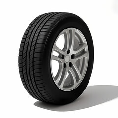 Obraz premium A car tire with soft shadow on a white background.