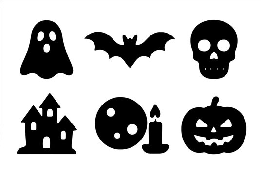Spine-Chilling Icon Set. Spine-Chilling. Filled icon set of Spine-Chilling: ghost, bat, spider, skull, haunted