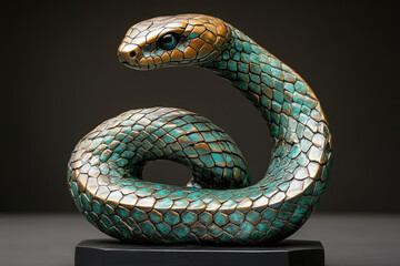 Abstract Serpent Curves in Metallic Green Serenity