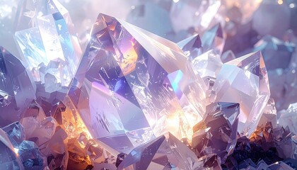 Majestic Crystalline Structure with Blue and Gold Accents Sparkling in the Light Intricate Details Geometric Shapes Mineral Formation in a Macro View