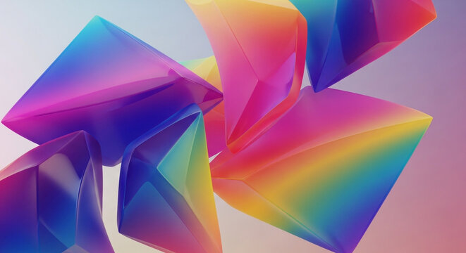 Abstract colorful geometric shapes background with smooth gradient modern and futuristic design for posters, banners, and presentations 3d rendering