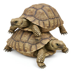 Fototapeta premium Two tortoises stacked, a symbol of teamwork and support