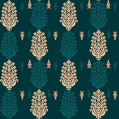 seamless pattern with leaves and flowers