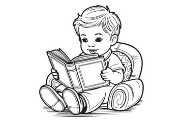 Hand Drawn Reading Book Vector Clipart
