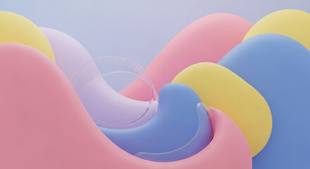 Abstract 3d rendering of colorful wavy shapes, creating a visually dynamic and aesthetically pleasing background for various design applications