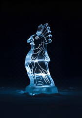 A striking black chess queen and knight are captured as elegant, modern art statues, referencing ancient Greek marble sculpture and the beauty of a goddess