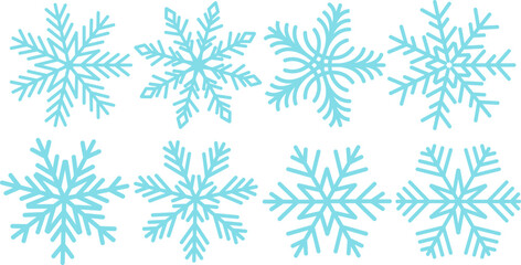 Snowflakes big set. Winter festive collection of frosty elements for Christmas and New Year design.