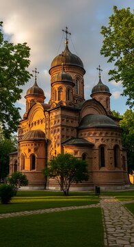 Beautiful Curtea de Arges Monastery in Romania at Sunset.