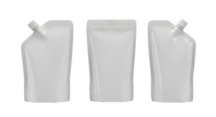 White blank flexible spout pouch packaging mockup template isolated on white background