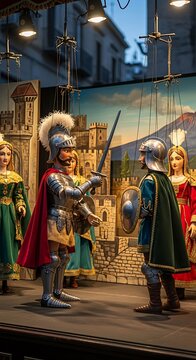 Sicilian Puppet Show - A Dramatic Duel in Traditional Style.